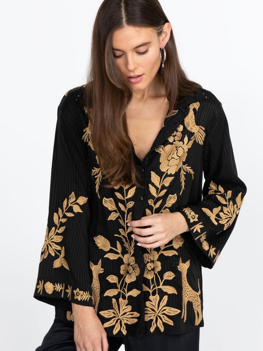JOHNNY WAS Martina Kimono Sleeve Oversized Shirt - Picture 8 of 8